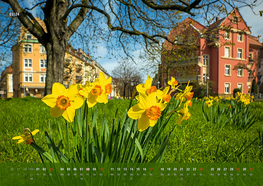 Kalender Karlsruhe 2024 Kalenderblatt März: Yorckplatz